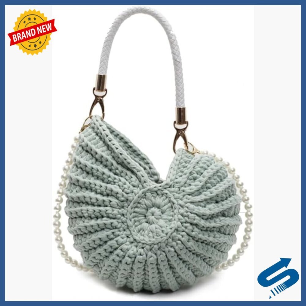 Handwoven Seashell Hobo Bag Crochet Summer Beach Shoulder Crossbody Purse